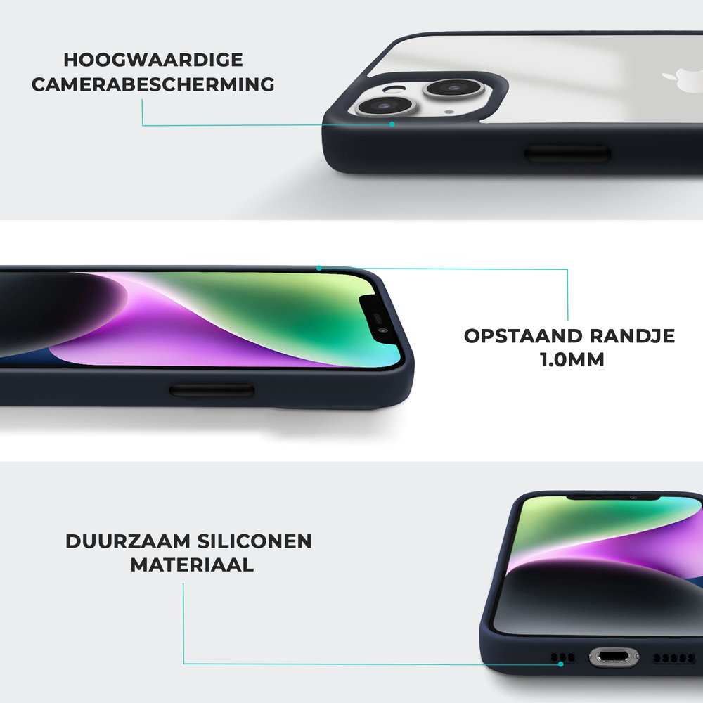 Coverzs Coverzs iPhone 14 Plus hoesje acryl rand mat (donkerblauw) Coverzs Coverzs iPhone 14 Plus hoesje acryl rand mat (donkerblauw)