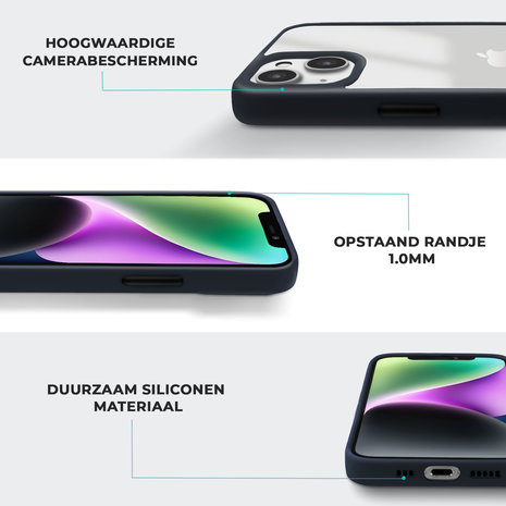 Coverzs Coverzs iPhone 14 hoesje acryl rand mat (donkerblauw) Coverzs Coverzs iPhone 14 hoesje acryl rand mat (donkerblauw)