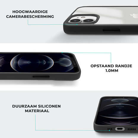 Coverzs Coverzs iPhone 12 hoesje acryl rand mat (zwart) Coverzs Coverzs iPhone 12 hoesje acryl rand mat (zwart)