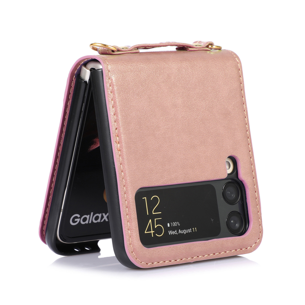 Samsung Galaxy Z wallet case leer (roze) - Phone-Factory