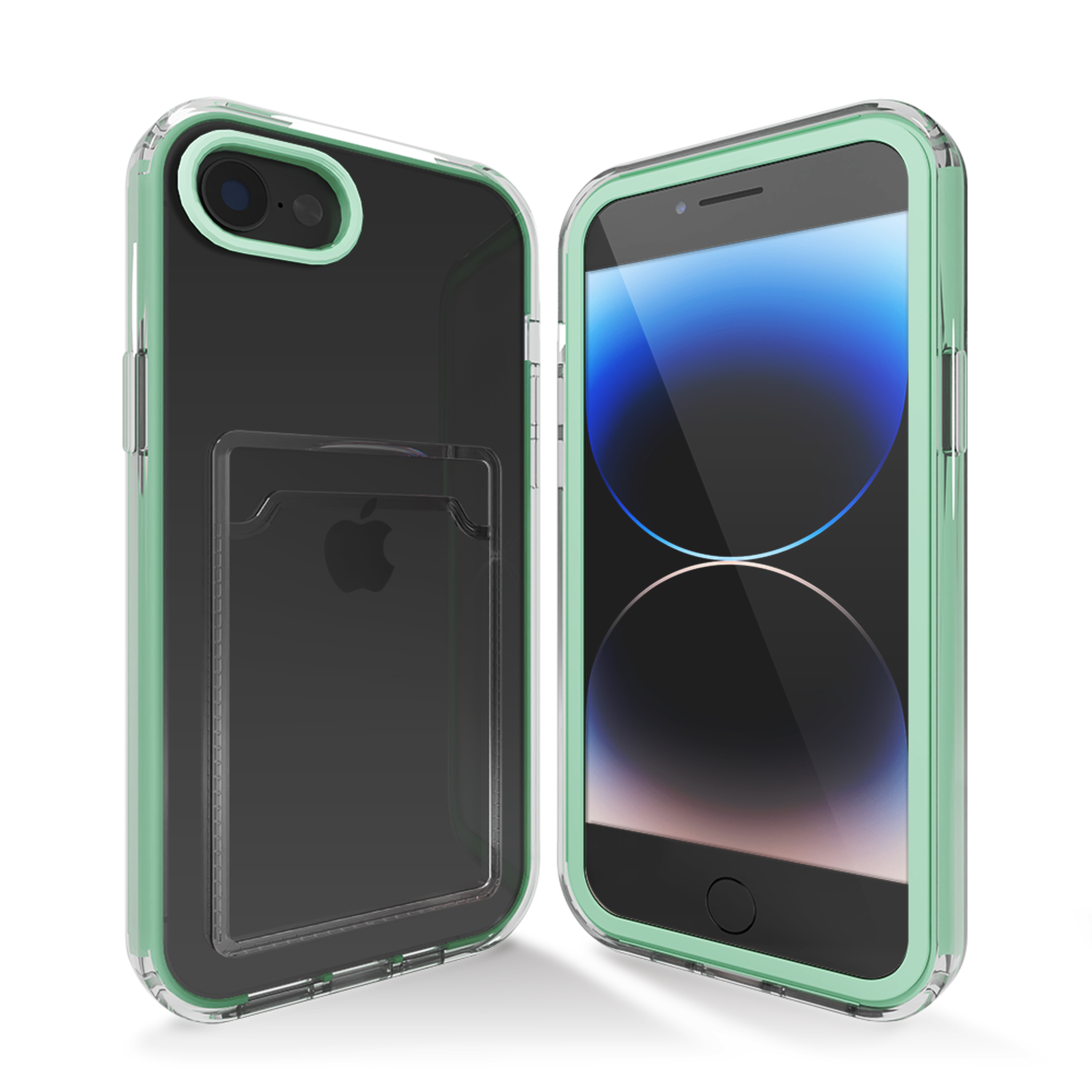 Coördineren Gek Rijk iPhone 7/8 pasjeshouder hoesje bumper (turquoise) - Phone-Factory