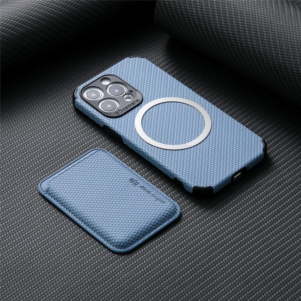 Coverzs Coverzs iPhone 13 Pro Magsafe gevlochten hoesje met pasjeshouder (blauw) Coverzs Coverzs iPhone 13 Pro Magsafe gevlochten hoesje met pasjeshouder (blauw)