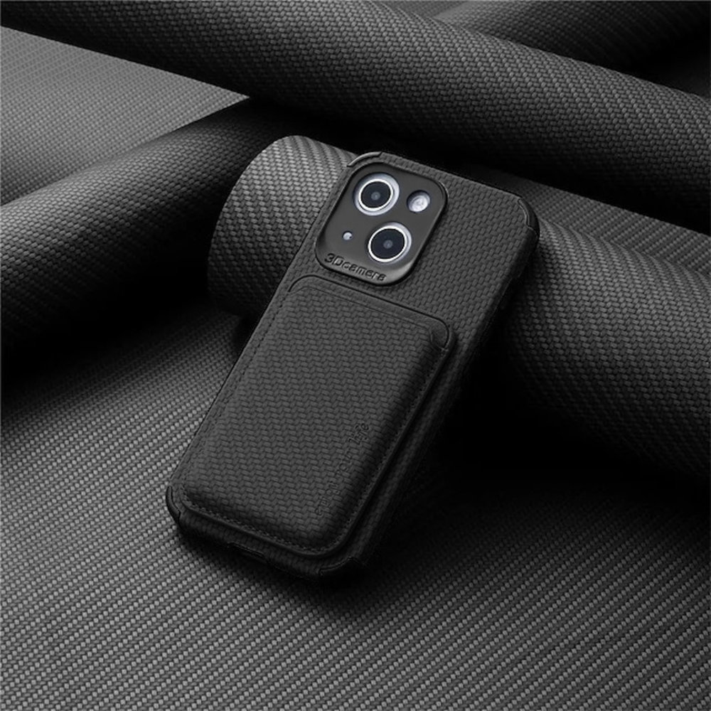 Coverzs Coverzs iPhone 13 Magsafe gevlochten hoesje met pasjeshouder (zwart) Coverzs Coverzs iPhone 13 Magsafe gevlochten hoesje met pasjeshouder (zwart)