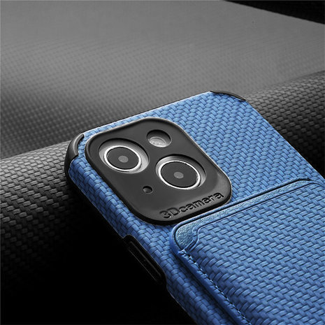 Coverzs Coverzs iPhone 13 Magsafe gevlochten hoesje met pasjeshouder (blauw) Coverzs Coverzs iPhone 13 Magsafe gevlochten hoesje met pasjeshouder (blauw)