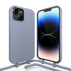 Coverzs Coverzs Silicone case met koord iPhone 14 Plus (grijsblauw)