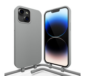 Coverzs Silicone case met koord iPhone 14 Plus (grijs)