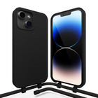 Coverzs Coverzs Silicone case met koord iPhone 14 Plus (zwart)