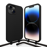 Coverzs Silicone case met koord iPhone 14 (zwart)