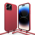Coverzs Coverzs Silicone case met koord iPhone 14 Pro (rood)