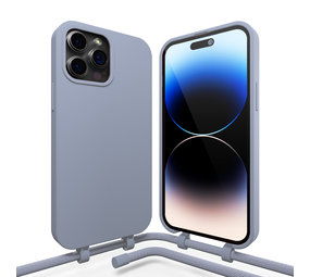 Coverzs Silicone case met koord iPhone 14 Pro (blauw)