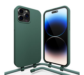 Coverzs Silicone case met koord iPhone 14 Pro (groen)