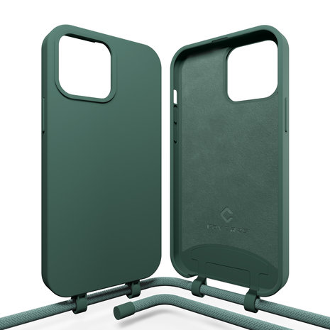 Coverzs Coverzs Silicone case met koord iPhone 14 Pro Max (groen)