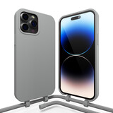 Coverzs Silicone case met koord iPhone 14 Pro Max (grijs)