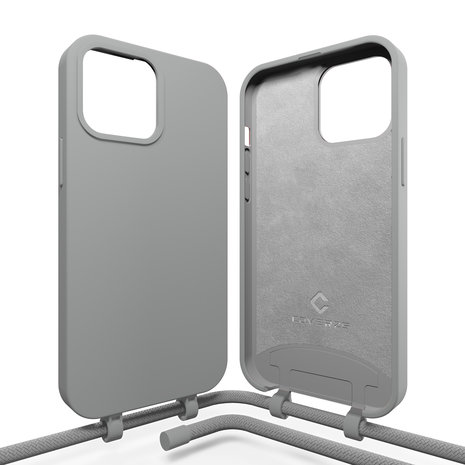 Coverzs Coverzs Silicone case met koord iPhone 14 Pro Max (grijs)