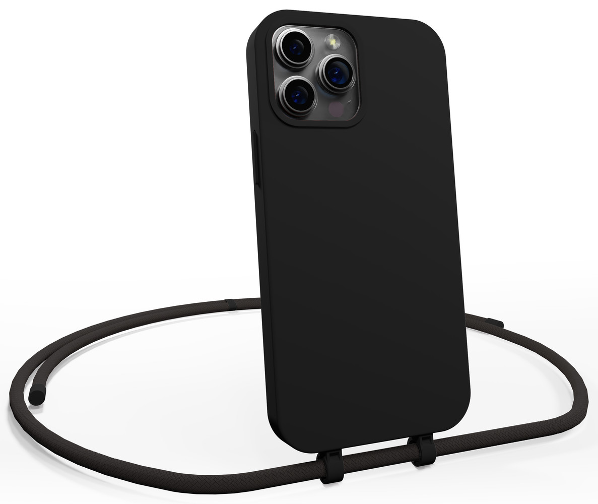 Coverzs Coverzs Silicone case met koord iPhone 14 Pro (zwart)