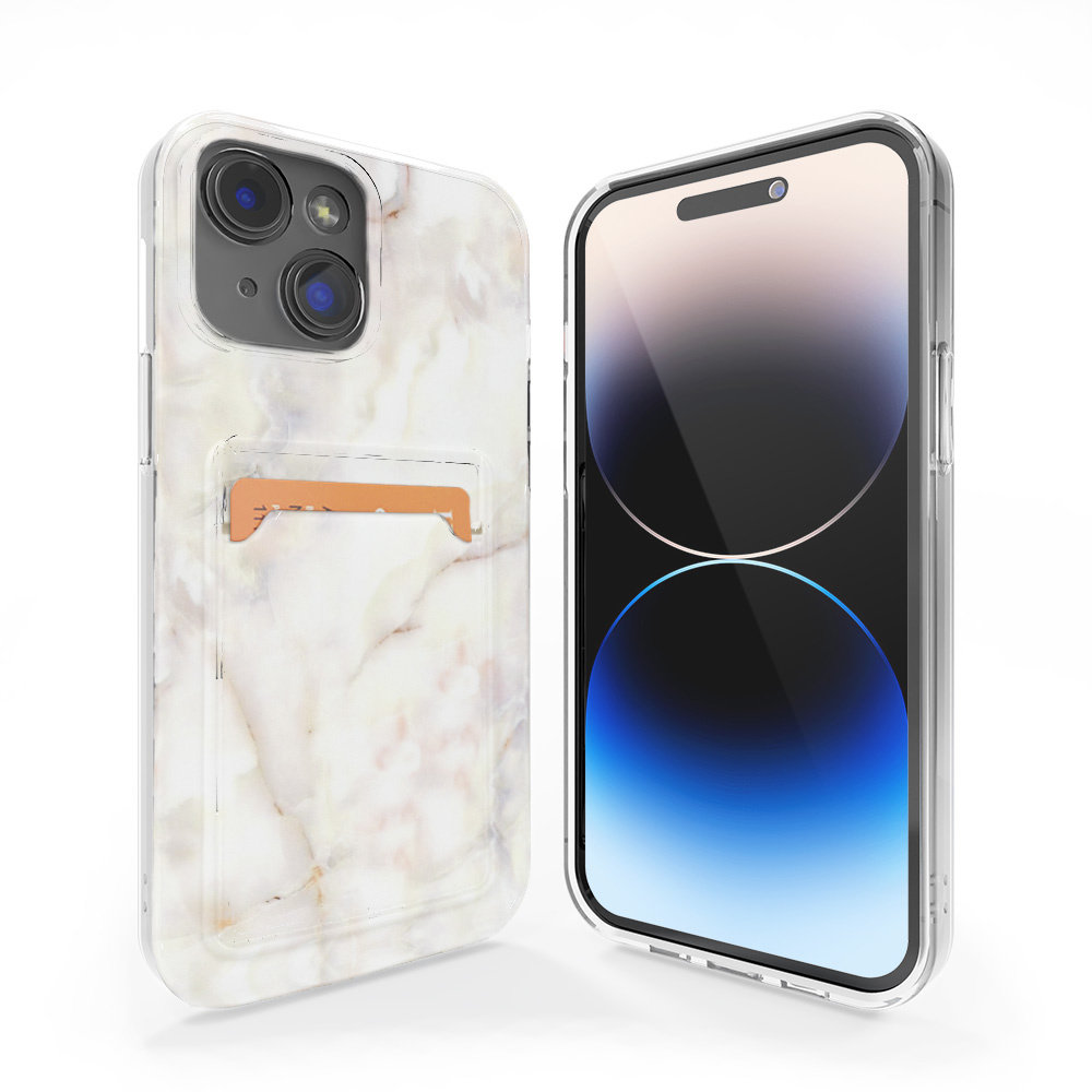 fluiten Kaliber Belonend iPhone 13 hoesje pasjes (Elegant Marble) - Phone-Factory