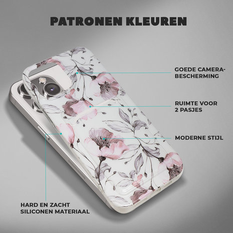 ShieldCase® ShieldCase iPhone 13 hoesje pasjes (Vintage Flower) ShieldCase® ShieldCase iPhone 13 hoesje pasjes (Vintage Flower)