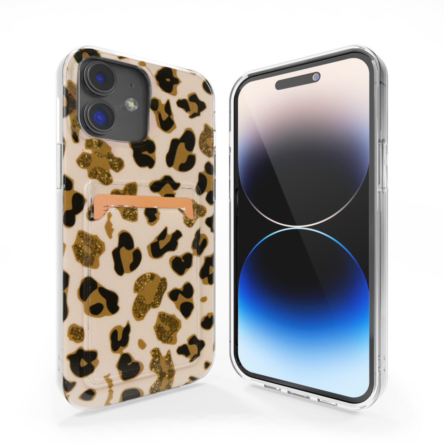 Vlak Onderscheppen hond iPhone 12 hoesje pasjes (Lovely Leopard) - Phone-Factory