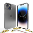 Coverzs Coverzs iPhone 14 transparante case met koord (aqua/roze)