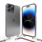 Coverzs Coverzs iPhone 14 Pro transparante case met koord (roze)