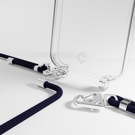 Coverzs Coverzs iPhone 14 Pro Max transparante case met koord (donkerblauw) Coverzs Coverzs iPhone 14 Pro Max transparante case met koord (donkerblauw)