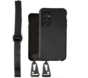 Coverzs Silicone case met dik koord Samsung Galaxy S21 Ultra (zwart)