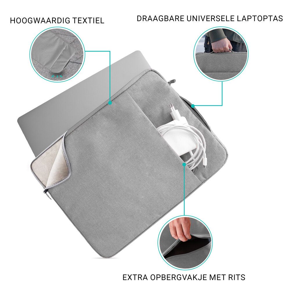Coverzs Coverzs Luxe laptoptas met handvat 14 Inch (grijs) Coverzs Coverzs Luxe laptoptas met handvat 14 Inch (grijs)