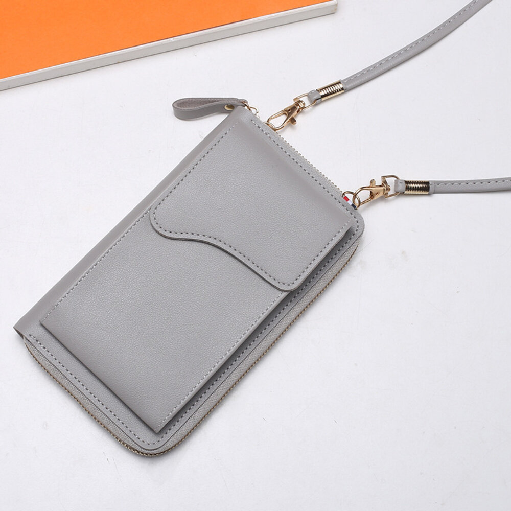 Coverzs Coverzs Telefoontasje leer met portemonnee (grijs) Coverzs Coverzs Telefoontasje leer met portemonnee (grijs)