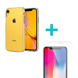 Ceezs Siliconen iPhone Xr hoesje transparant + glazen Screenprotector