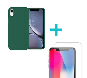 Ceezs iPhone Xr hoesje siliconen groen + glazen Screenprotector
