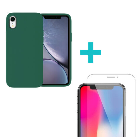 Ceezs Ceezs iPhone Xr hoesje siliconen groen + glazen Screenprotector