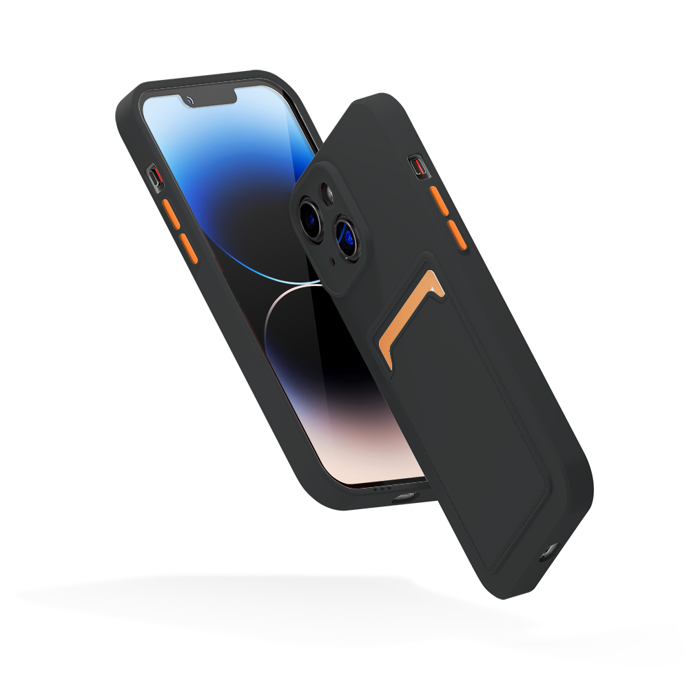 ShieldCase® ShieldCase iPhone 15 siliconen hoesje met pasjeshouder (donkerblauw)