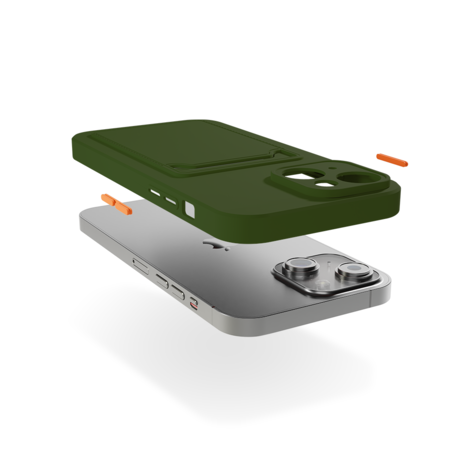 ShieldCase® ShieldCase iPhone 15 siliconen hoesje met pasjeshouder (donkergroen)