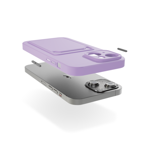 ShieldCase® ShieldCase iPhone 15 siliconen hoesje met pasjeshouder (paars)