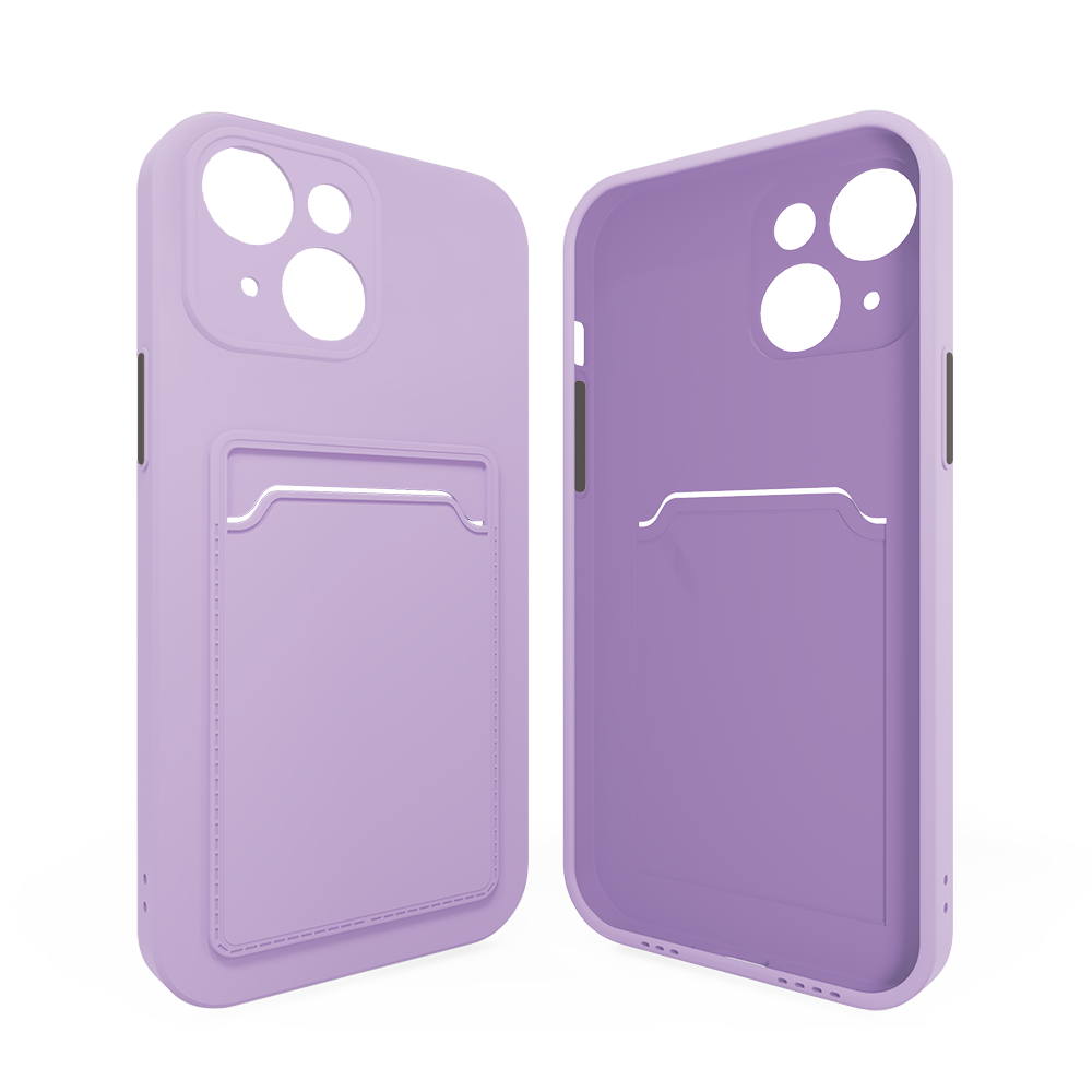 ShieldCase® ShieldCase iPhone 15 siliconen hoesje met pasjeshouder (paars)