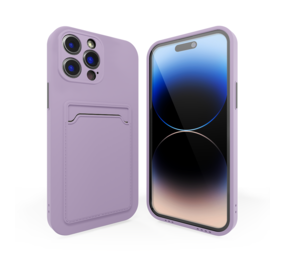 ShieldCase® iPhone 15 Pro siliconen hoesje met pashouder (paars)