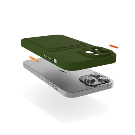 ShieldCase® ShieldCase iPhone 15 Pro siliconen hoesje met pasjeshouder (donkergroen)