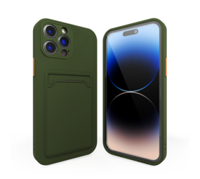 ShieldCase® iPhone 15 Pro siliconen hoesje met pasjeshouder (donkergroen)