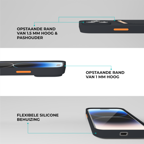 ShieldCase® ShieldCase iPhone 15 Pro siliconen hoesje met pasjeshouder (donkerblauw)