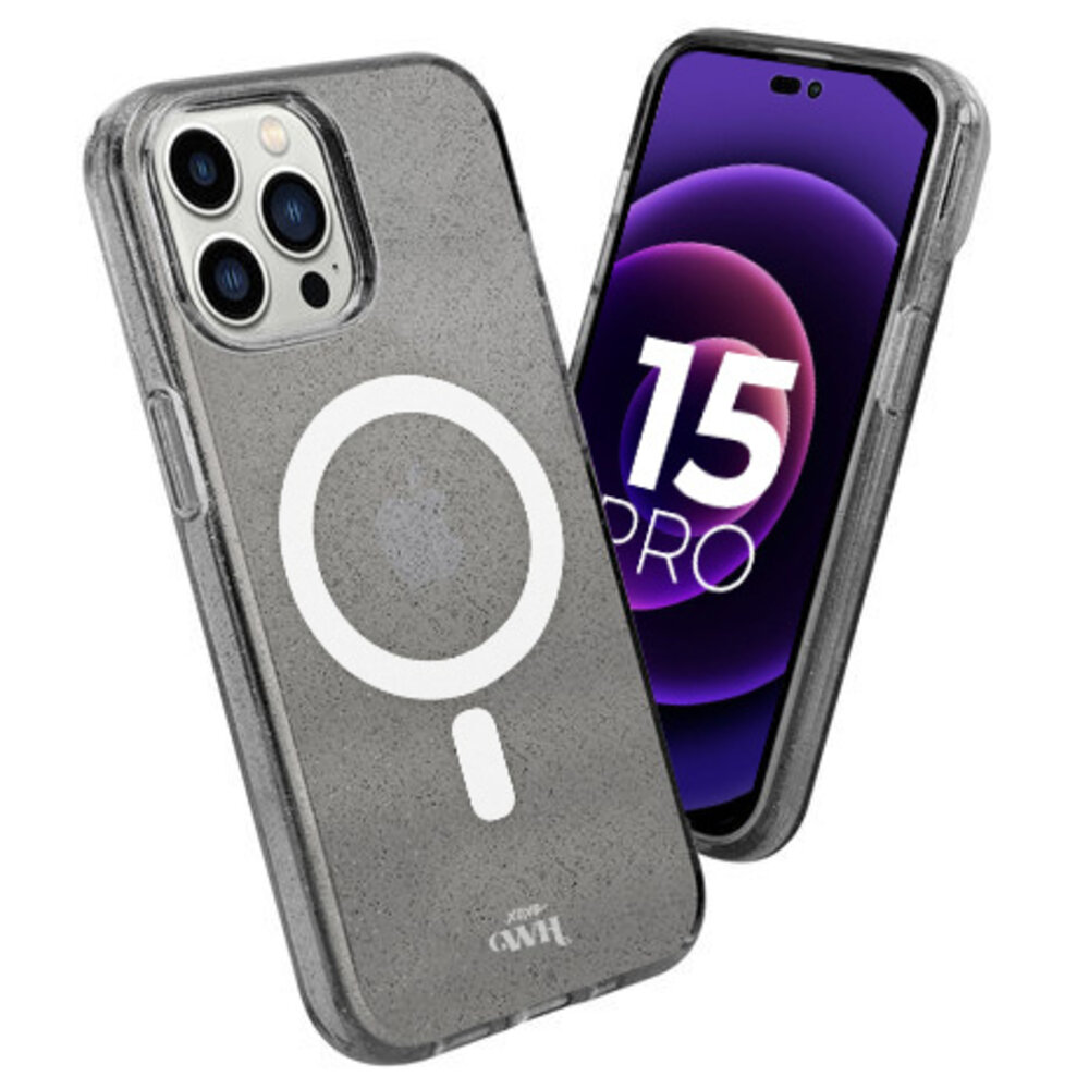 xoxo Wildhearts Xoxo WildHearts iPhone 15 Pro TPU MagSafe glitter case (zwart) xoxo Wildhearts Xoxo WildHearts iPhone 15 Pro TPU MagSafe glitter case (zwart)