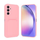 ShieldCase® Samsung Galaxy A14 4G/5G silicone hoesje met pasjeshouder (roze)