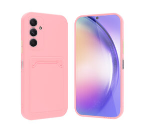 ShieldCase® Samsung Galaxy A14 4G/5G silicone hoesje met pasjeshouder (roze)