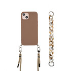 ShieldCase® Shieldcase iPhone 14 hoesje met koord en ketting (bruin)