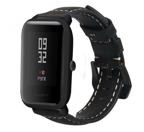 Xiaomi Amazfit Bip leren bandje (zwart) Xiaomi Amazfit Bip leren bandje (zwart)