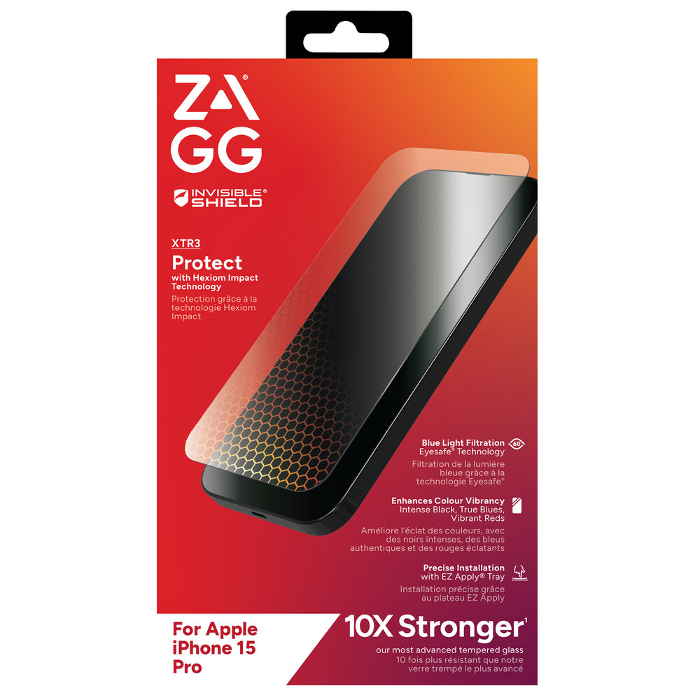 ZAGG InVisibleShield iPhone 15 Pro Glass XTR screenprotector ZAGG InVisibleShield iPhone 15 Pro Glass XTR screenprotector