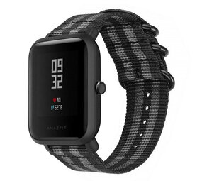Xiaomi Amazfit Bip nylon gesp band (zwart/grijs) Xiaomi Amazfit Bip nylon gesp band (zwart/grijs)