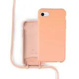 Coverzs Silicone case met koord iPhone SE 2022 (oranje)