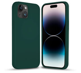 Coverzs iPhone 15 Solid silicone hoesje (donkergroen)