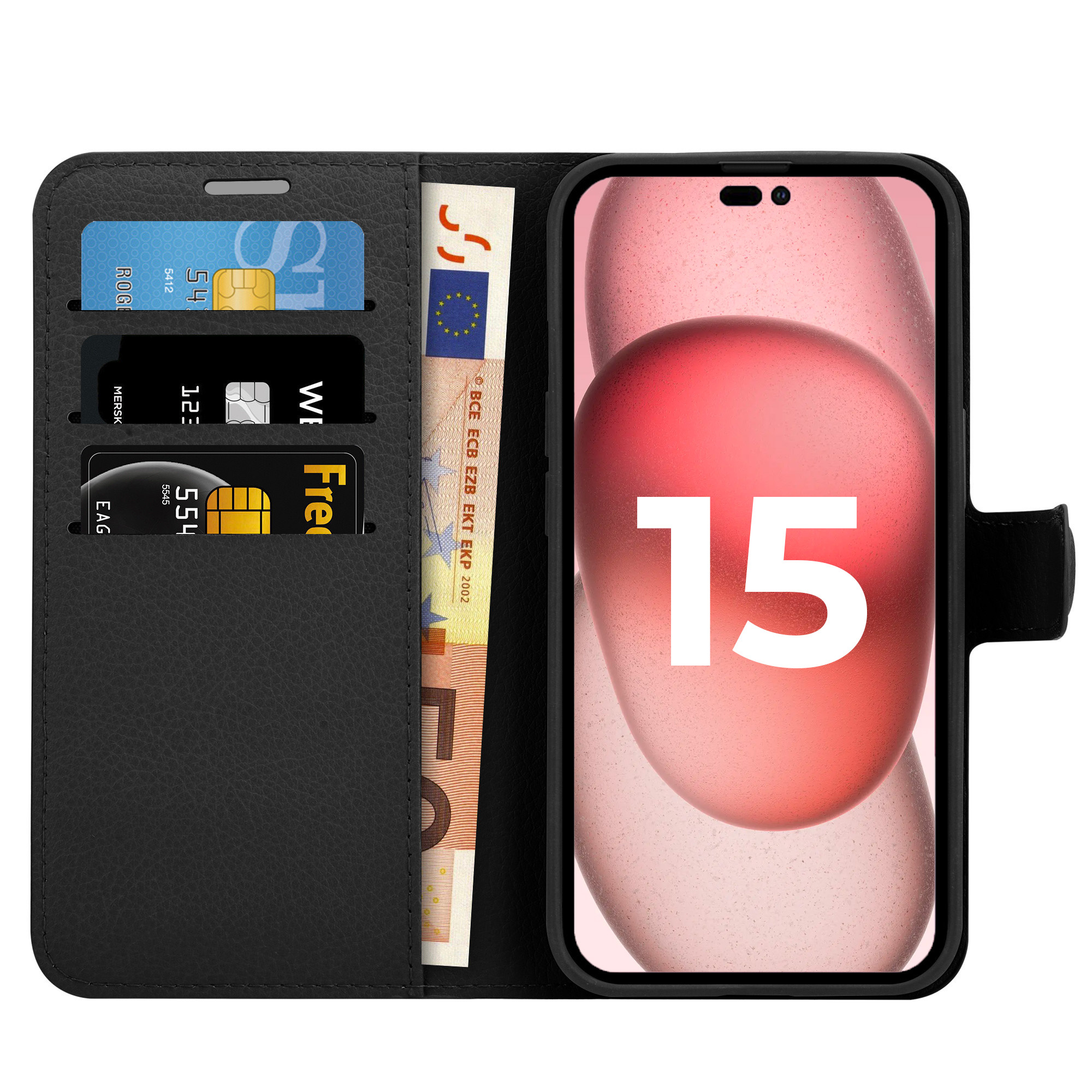 iPhone 15 bookcase (zwart) - Phone-Factory