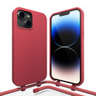Coverzs Coverzs iPhone 15 silicone hoesje met koord (rood)